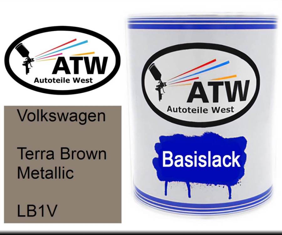 Volkswagen, Terra Brown Metallic, LB1V: 1L Lackdose, von ATW Autoteile West.